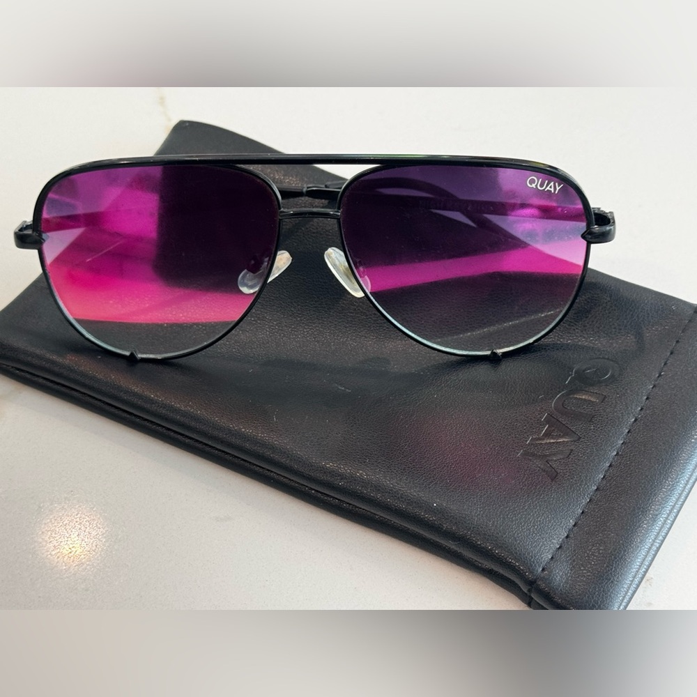Quay High Key Mini Australia Aviator Sunglasses with Purple Gradient Lenses